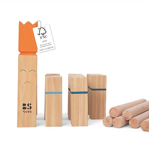 BS Toys Kubb für Kinder, An Active Family Game Wikingerspiel, Kubb Wikingerschach Holz Outdoor Spiel Wurf, Play, Move, Learn! von BS Toys