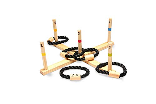 BS Toys Ringwurfspiel - Wurfspiel fur Kinder - Spiel aus Holz mit - 5 Spielstaben - Partyspiel - Für Drinnen und Draußen von BS Toys