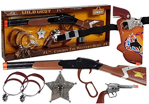 BSD Kinder Rollenspiele, Wilder Westen Spielset, Cowboy Kostüm Set für Kinder, Sheriff Kinderkostüm mit Pistole und Zubehör von BSD