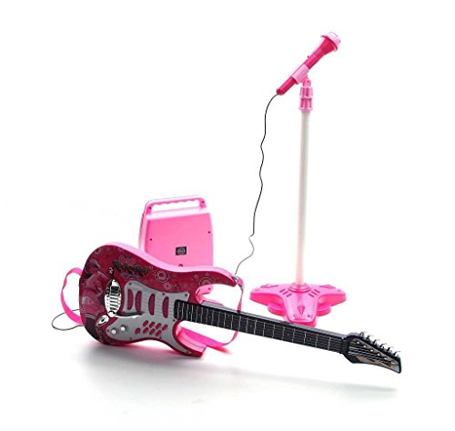 BSD Rock Guitarra Con Cuerdas de Acero, Amplificadores, Soporte Ajustable y Micrófono - Guitarra Rock para Niños - Guitarra para Juguetes - Primera Guitarra para Niños Pequeños - Rossa von BSD