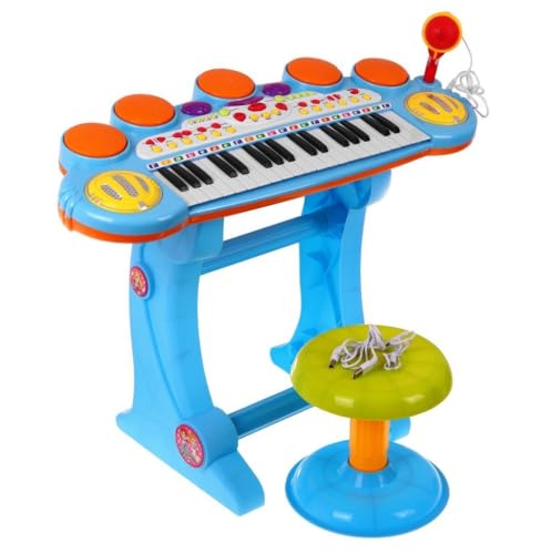 BSD Baby Keyboard Musical Set, gesungene Snare Drums, Lichteffekte, 3 Oktaven, 8 Instrumentenklänge, 6 musikalische Rhythmen - Farbe Blau von BSD