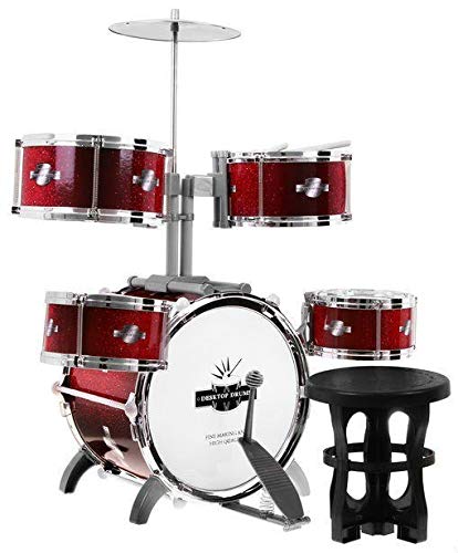 Schlagzeug mit Hocker Drumset für Kinder - 5 Trommeln + Becken - Rot von BSD