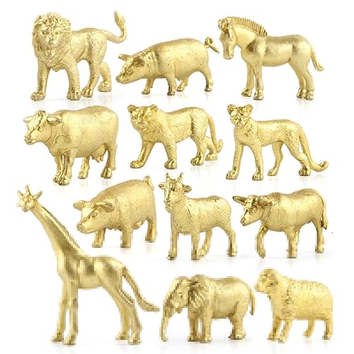 BSEID 12 STÜCKE Safari Tiere Geburtstag Herzstück, Dschungel Goldene Tiere Figuren, Baby Dusche Dekorationen Thema Party Supplies von BSEID