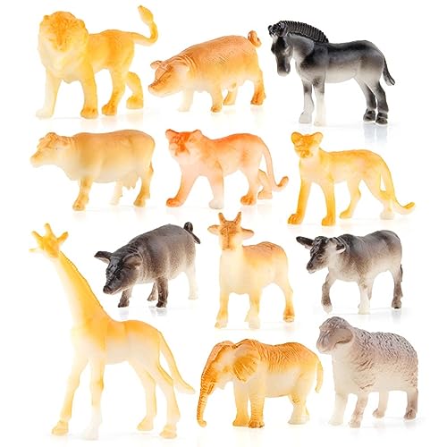 BSEID 12PCS Safari Tiere Geburtstag Herzstück, Goldene Safari Tiere Figuren Spielzeug, Dschungel Tiere Figur Kuchen Dekor, Safari Thema Geburtstag Hochzeit Party Geschenk von BSEID