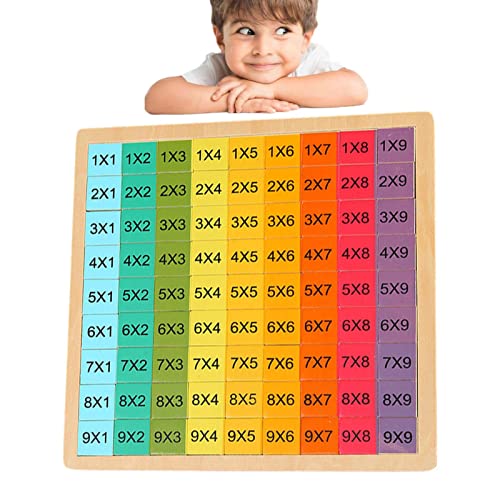 BSEID Pädagogisches Holz Times Tischplatte | Holz Times Table Tray Spiel für Kinder,Holzmahltisch Mathe-Multiplikationsblöcke Bretttelspielzeug für Kleinkindmädchen ab 3 Jahren von BSEID