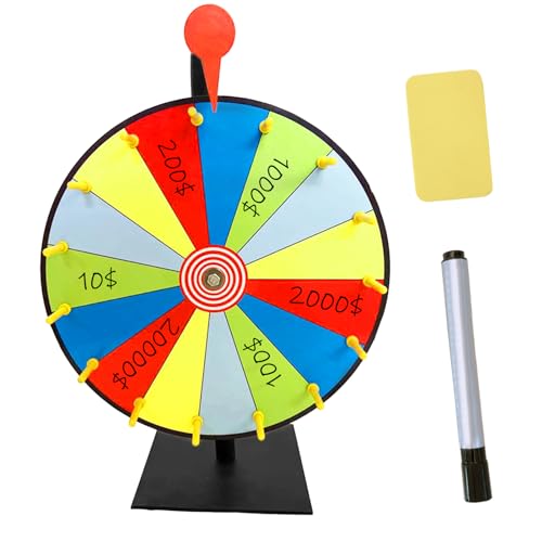 BSEID Preis Spinnrad | Glücksrad Drehrad für Preise | Plattenspieler Farbe 15 Slots Heavy Duty Tischplatte Roulette Spinner für Messe, Glücksspiel, Karneval von BSEID