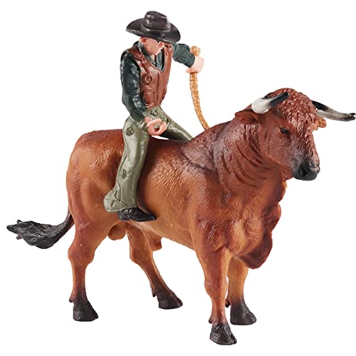 BSEID Rodeoes Reitspielzeug, Cowboy Bull | simuliertes Wildes Modell von Mutter und Kind, Sammlung Playset, Vorschule, Lernwissenschaft, kognitives Zubehör, Geschenk für 3 bis 5 von BSEID