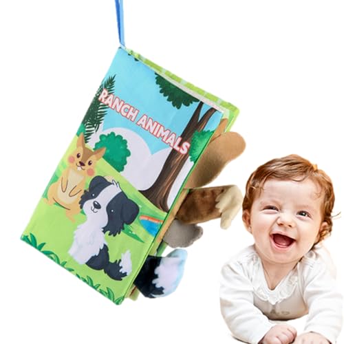 Crinkle-Bücher,Lernbares weiches Buch mit Tierschwänzen und quietschendem Geräusch - Grundschulaktivitätsbücher, sensorisches Spielzeug für Kleinkindreisen für Jungen und Mädchen von 0-12 Bseid von BSEID