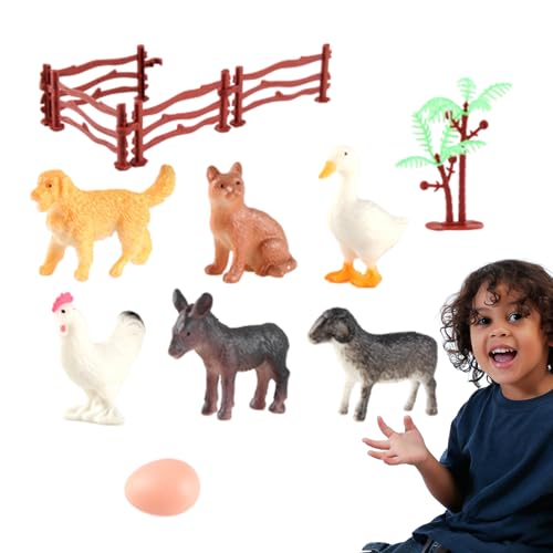 Waldtierfiguren,Pädagogische -Tierfiguren - Simulation Huhn, Ente, Katze, Hund, Esel Sortiertes Spielzeug für Ranchttisch-Mittelstücke Bseid von BSEID