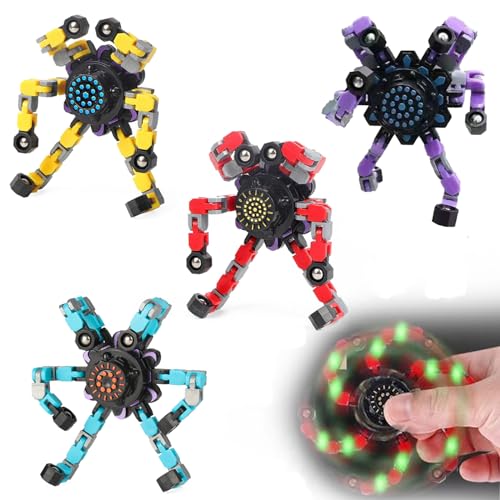 BSITSSS 4 Stück Fingertip Spin Top Toy, Roboter Fidget Toys Fidget Spinner, DIY Transformable Spinner Spielzeug Stress Relief Spinner Toy für Children Adults, Creative Finger Spinner von BSITSSS