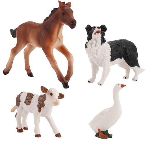 BSNRDX Bauernhof Tiere Figuren Spielzeug Set Pferd, Schaf, Hunde, Enten, Realistische Tierfiguren Set, Kinder Bauernhof Spielzeug Kuchendekoration, Geschenk für Mädchen und Jungen ab 3 Jahre von BSNRDX