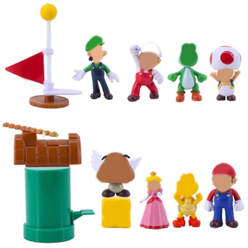 BSNRDX Super Bros Cartoon Mini Figuren, 12 Stück Party Kuchen Deko Tortendeko Cartoon Kindergeburtstag Figuren Tortendeko Mini Figuren Deko Set für Kuchen Geburtstag Dekoration Kinder Party Liefert von BSNRDX