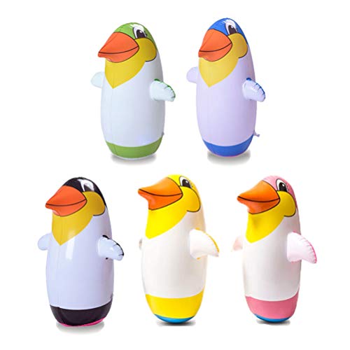 5 Stück aufblasbare Pinguin Tumbler Spielzeuge Lustige Pinguin Figuren Stanzsäcke Stand Pinguin Party Festival Sport Spielzeug Kinder 22cm (Bunt) von BSTCAR