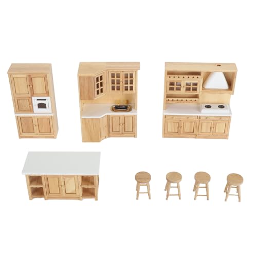 8 Stück Holz Puppenhaus Schrank Puppenhausmöbel 1:12 Maßstab Miniatur Küchenschrank Set Szene Requisiten Mini Puppenhaus Zubehör von BSTCAR