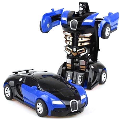 Actionfiguren, vom Roboter zum Auto, Spielzeugauto Roboter 2 in 1 Deformierte Figuren Kleines Auto Roboter Spielzeug Geschenks für Kinder Babys (Blau) von BSTCAR