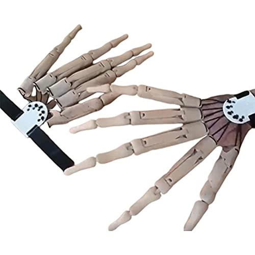 BSTCAR 2 Stück Lange Krallen, Halloween Gelenkkrallen Handschuhe mit flexiblem Gelenk, Horror Skelett Hand Knochen Reaper Handschuhe Cosplay Requisiten geeignet die meisten von BSTCAR