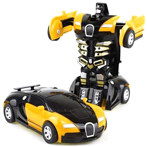 BSTCAR Actionfiguren, vom Roboter zum Auto, Spielzeugauto Roboter 2 in 1 Deformierte Figuren Kleines Auto Roboter Spielzeug Geschenks für Kinder Babys (Gelb) von BSTCAR