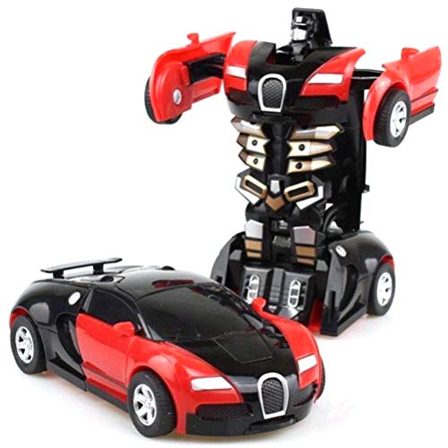 BSTCAR Actionfiguren, vom Roboter zum Auto, Spielzeugauto Roboter 2 in 1 Deformierte Figuren Kleines Auto Roboter Spielzeug Geschenks für Kinder Babys (Rot) von BSTCAR