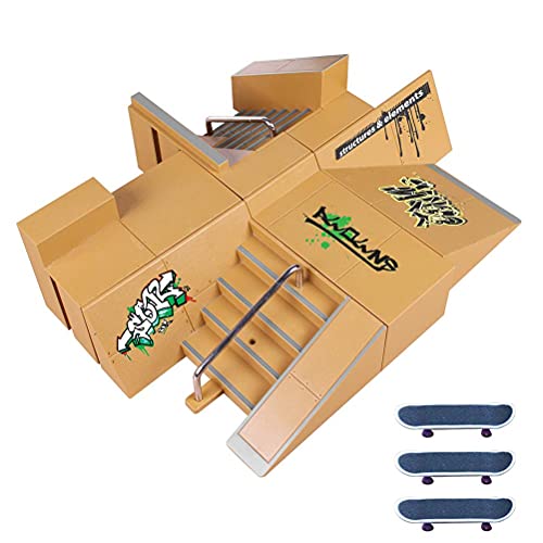 BSTCAR Fingerboard Skate Park Set Mini Finger Toy Set mit 3 Finger Skateboards Fingerboard Skate Park Skateboard Ramps Rail Pack für Kinder (Wie gezeigt1) von BSTCAR