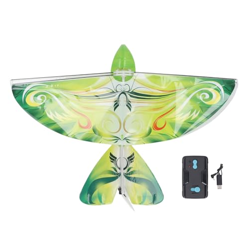 BSTCAR Fliegender RC Vogel Spielzeug Fernbedienung Flügelschlag Vogel 2.4GHz USB Aufladen LED Fliegender RC Vogel Fliegen Spielzeug für Kinder Drinnen und Draußen (Grün) von BSTCAR