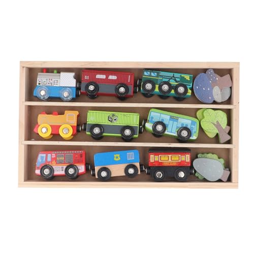 BSTCAR Holzeisenbahnspielzeugset Bunte Eisenbahnschienen Zugset Baby Kleine Eisenbahnspielzeuge Szene Passendes Zugspielzeug für Baby Kinder von BSTCAR