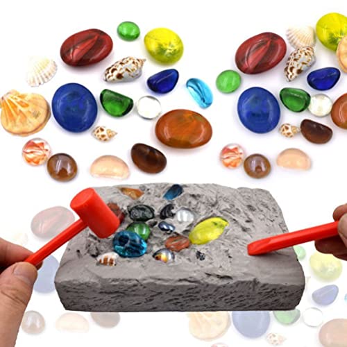 BSTCAR Mineralien Ausgrabungsset mit 17 Edelsteinen und 3 Bergbauwerkzeugen, Ausgrabungsspielzeug Ausgrabungsset Lernspielzeug Geschenke Kinder Junge und Mädchen von BSTCAR