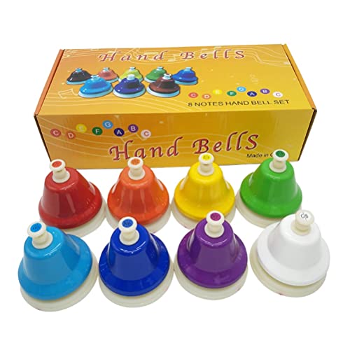 BSTCAR Musik Regenbogen Glocken, 8 Hinweis Bunte Metall Handglocken Set Musical Percussion Instrumente Spielzeug Lernspiel Geschenke Kinder von BSTCAR