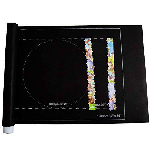 BSTCAR Puzzlematte 1500 Teile, Puzzleteppich Bodenpuzzles Schwarz Filzmatte Puzzel Matten Zum Einrollen von BSTCAR