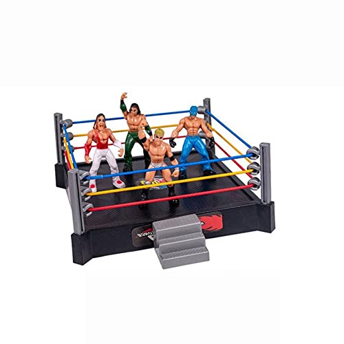 BSTCAR Wrestling Figuren Set, Wrestling-Spiel 4 Miniatur-Action-Wrestling-Spieler und Ring und Requisite Figuren Spielzeug Kinder von BSTCAR