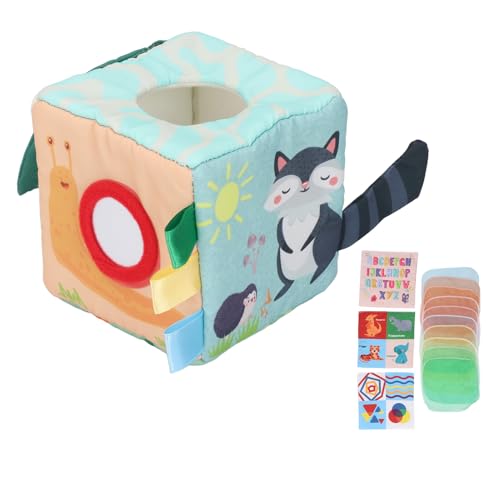 Baby Tissue Box Spielzeug Montessori Sensorisches Spielzeug Weichgewebe Box Motor Skills Toy für Baby 6-12 Monate (Stil 1) von BSTCAR