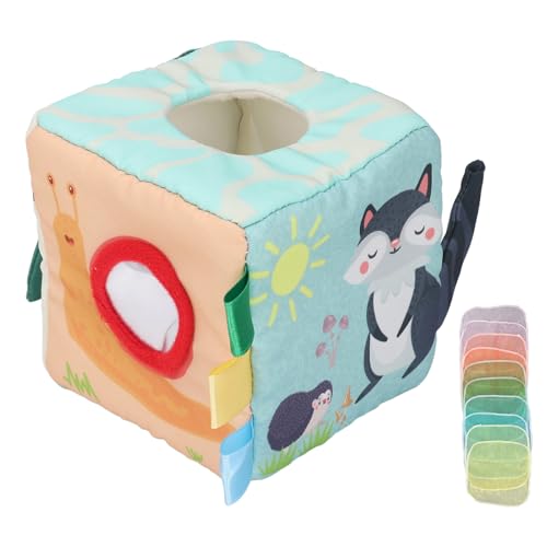 Baby Tissue Box Spielzeug Montessori Sensorisches Spielzeug Weichgewebe Box Motor Skills Toy für Baby 6-12 Monate (Stil 2) von BSTCAR