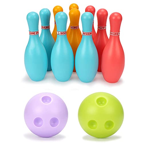 Bowling-Spielzeugset Plastik-Kegelbahnen Frühes Lernspielzeug Geschenk Aktives Spiel Bowling Partyspiele 2-5 jährige Kinder (Mittel) von BSTCAR