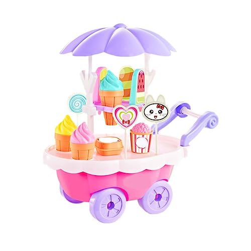 BSTCAR Eiscreme Playset Spielzeug Eiscreme für Kinder, 28 Stück Kunststoff Eiscreme Wagen Rolle Spielen Spielzeug für 3 bis 7 Jahre alte Mädchen (Wie Gezeigt) von BSTCAR