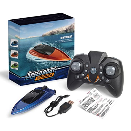 Ferngesteuertes Boot mit wiederaufladbarer Batterie Wasserspielzeug Geschenk Kinder und Erwachsene, Hochgeschwindigkeits 2.4GHz Rennboote RC Boot Pool Teich und See (Blau) von BSTCAR