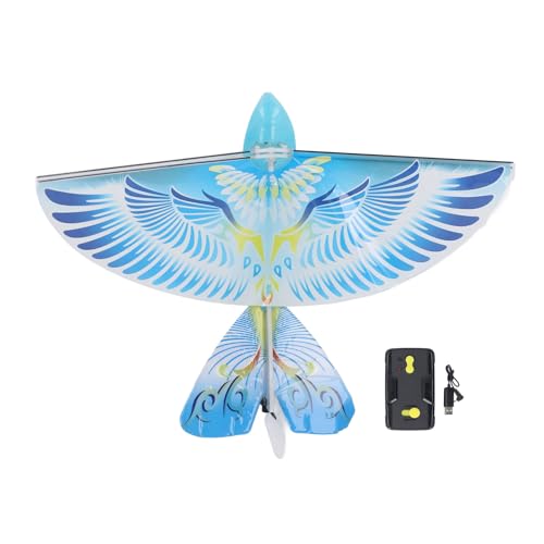 Fliegender RC Vogel Spielzeug Fernbedienung Flügelschlag Vogel 2.4GHz USB Aufladen LED Fliegender RC Vogel Fliegen Spielzeug für Kinder Drinnen und Draußen (Blau) von BSTCAR