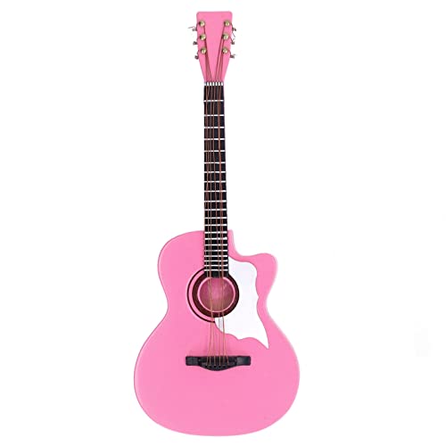 Gitarrenmodell 18cm Gitarre mit Ständer, Musikinstrument Gitarre Replik Sammelfiguren Rosa Gitarren-Modell Geschenk Dekoration von BSTCAR