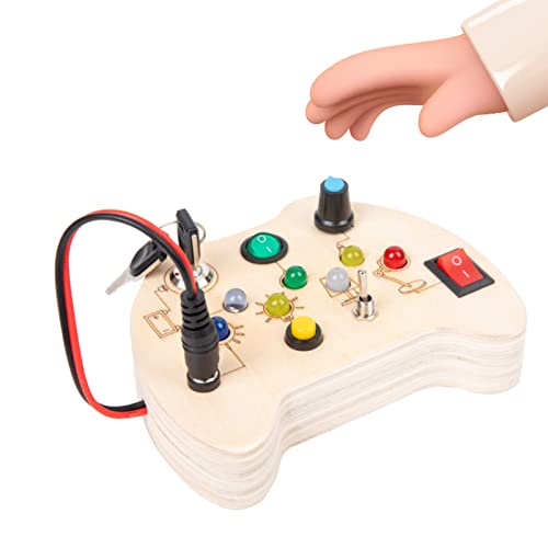 Griff Schalter Sensory Board Frühe Entwicklung Aktivität Spielzeug Elektronische Holz Controller Spielzeug mit LED Lichtschalter Baby von BSTCAR