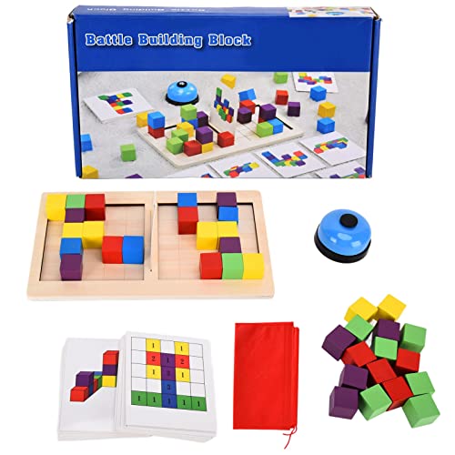 Holzklötze Spielzeug Jigsaw Intelligenz Board Mathe Zähler Bausteine Montessori Lernspielzeug für Kinder (JQN-Doppelkampf-Denkbausteine) von BSTCAR