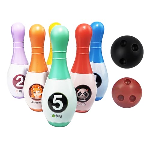 Kinder-Bowling-Set, 6 Bowling-Pins und Bowling-Kugeln, frühes Entwicklungsspielzeug Innen Außen Activity Play Game Motor Skills Spielzeug Babies Kinder von BSTCAR