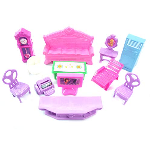 Puppenhausmöbel Spielset 22 Stück Puppenhausmöbel Miniatur Sofa Tisch und mehr, Wohnzimmer Puppenhaus Zubehör (22 Stück) von BSTCAR