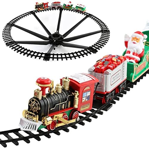 Weihnachtszug-Set mit Lichtern und Geräuschen, Elektrisches Eisenbahnwaggon-Spielzeug für Kinder, Weihnachtsspielzeug, Feiertagszug um den Weihnachtsbaum von BSTCAR