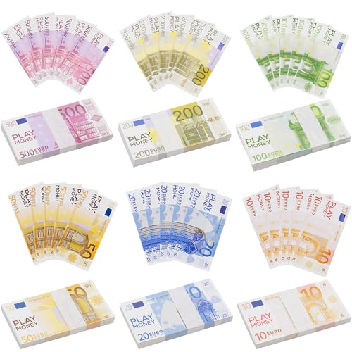 Prop Money Haltbar Spielgeld Realistisch Spielgeld Euro Scheine Wieder Verwenden Movie Money 120stk 10.7cm x5.4cm für Münzen Zaubertricks Kostümfeste Bühnenshows Pokerspiele Bildungsunterricht von BSTDAYEVER