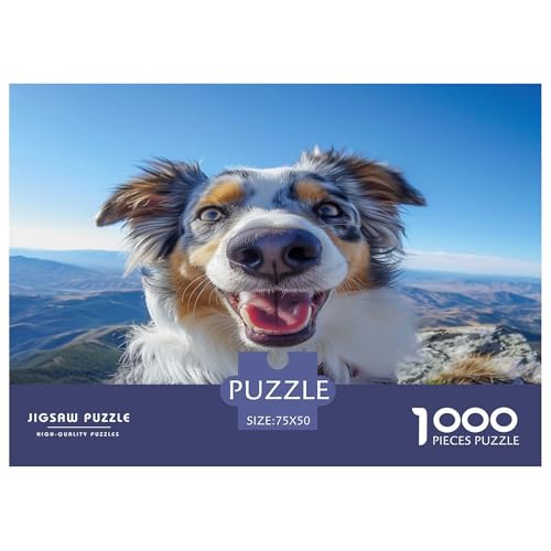 Australischer Schäferhund 1000 Teile,Impossible Puzzle,Geschicklichkeitsspiel Für Die Ganze Familie, Erwachsenen Puzzlespiel Puzzel 1000pcs (75x50cm) von BSTELA9IE