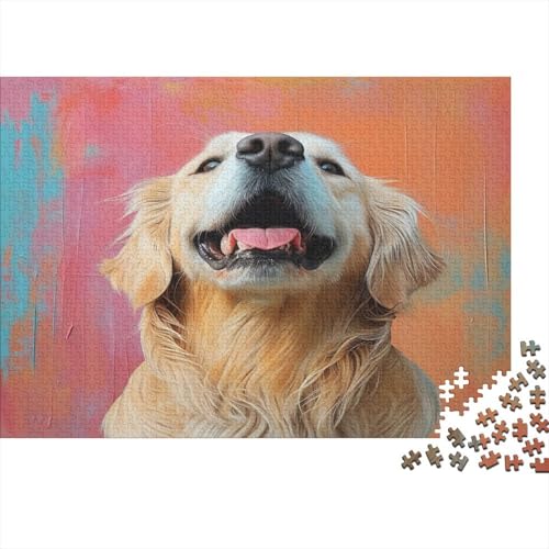 Golden Retriever 1000 Stück Puzzles Für Erwachsene Teenager Stress Abbauen Familien-Puzzlespiel 1000-teiliges Puzzle Kinder Lernspiel Spielzeug Geschenk Puzzel 1000pcs (75x50cm) von BSTELA9IE