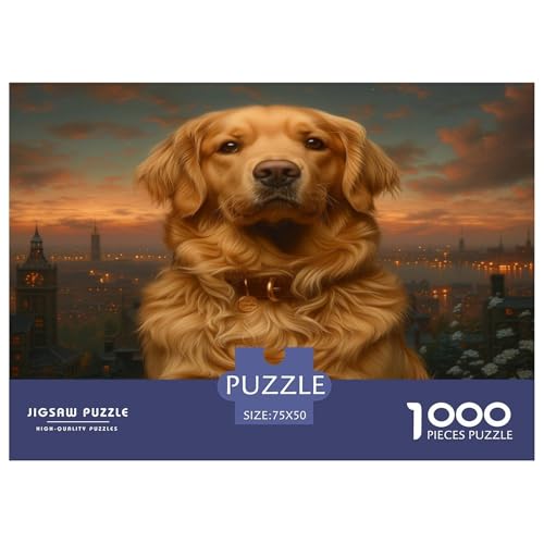 Golden Retriever Puzzle 1000 Teile,Puzzle Für Erwachsene, Impossible Puzzle, Geschicklichkeitsspiel Für Die Ganze Familie,Puzzle Farbenfrohes,Puzzle-Geschenk,Raumdekoration Puzzel 1000pcs (75x50cm) von BSTELA9IE