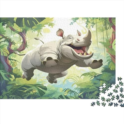 Rhinoceros 1000 Teile,Impossible Puzzle,Geschicklichkeitsspiel Für Die Ganze Familie, Erwachsenen Puzzlespiel Puzzel 1000pcs (75x50cm) von BSTELA9IE