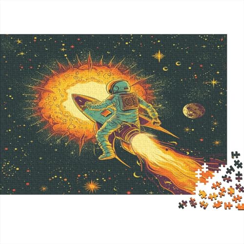 Cartoon Astronaut 1000 Stück Puzzles Für Erwachsene Teenager Stress Abbauen Familien-Puzzlespiel 1000-teiliges Puzzle Kinder Lernspiel Spielzeug Geschenk Puzzel 1000pcs (75x50cm) von BSYZPVELG