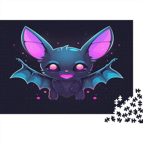 Pink Eyes Fledermaus Puzzle 1000 Teile Puzzle Erwachsene Schwieriges Schwer Puzzle Für Erwachsene Und Kinder Ab 14 Jahren Puzzel 1000pcs (75x50cm) von BSYZPVELG