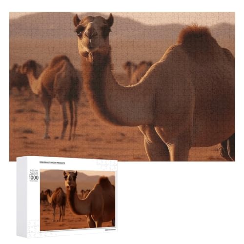 1000 PCS Jigsaw Puzzles Camel Walking Puzzles Personalized Puzzle Wooden Picture Puzzle for Adults Photo Puzzle Art Wall Hanging Decor for Birthday Wedding Valentine's Day Anniversary von BTCOWZRV