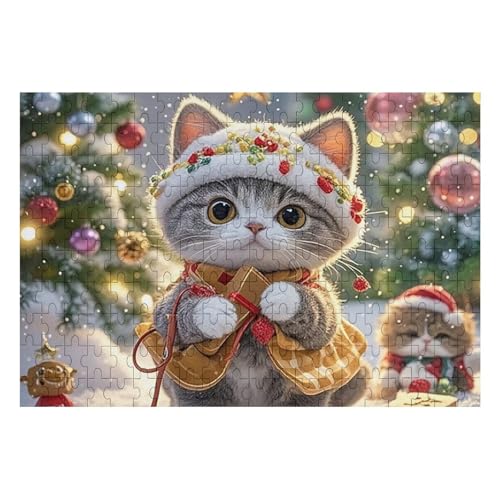 200 PCS Jigsaw Puzzles Cute Cat Sing Christmas Carols Puzzles Personalized Puzzle Wooden Picture Puzzle for Adults Photo Puzzle Art Wall Hanging Decor for Birthday Wedding Valentine's Day Anniversary von BTCOWZRV